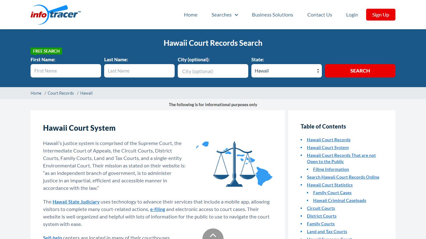 Search Hawaii Court Records By Name Online - InfoTracer